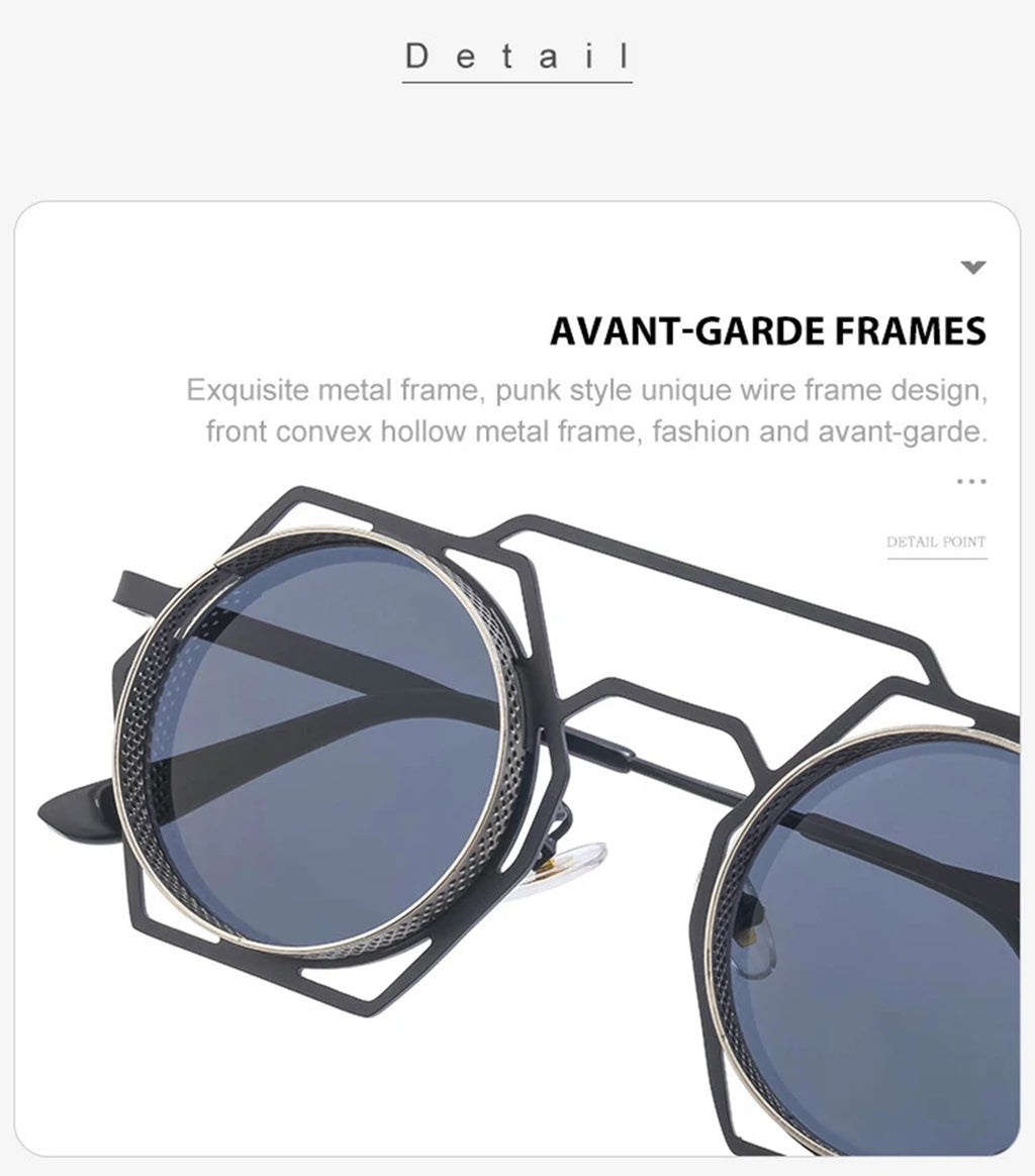 Phaedra |Retro Vintage Round/Hexagonal PC Sunglasses