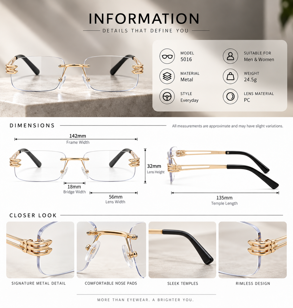 Shift Elio | Photochromic Rectangle Rimless Sunglasses
