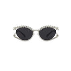 Topazia |Rhinestone Oval Metal Sunglasses