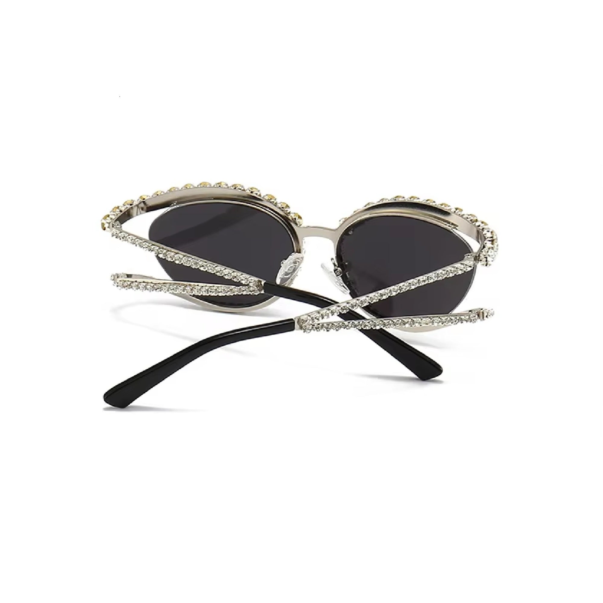 Topazia |Rhinestone Oval Metal Sunglasses