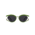 Topazia |Rhinestone Oval Metal Sunglasses