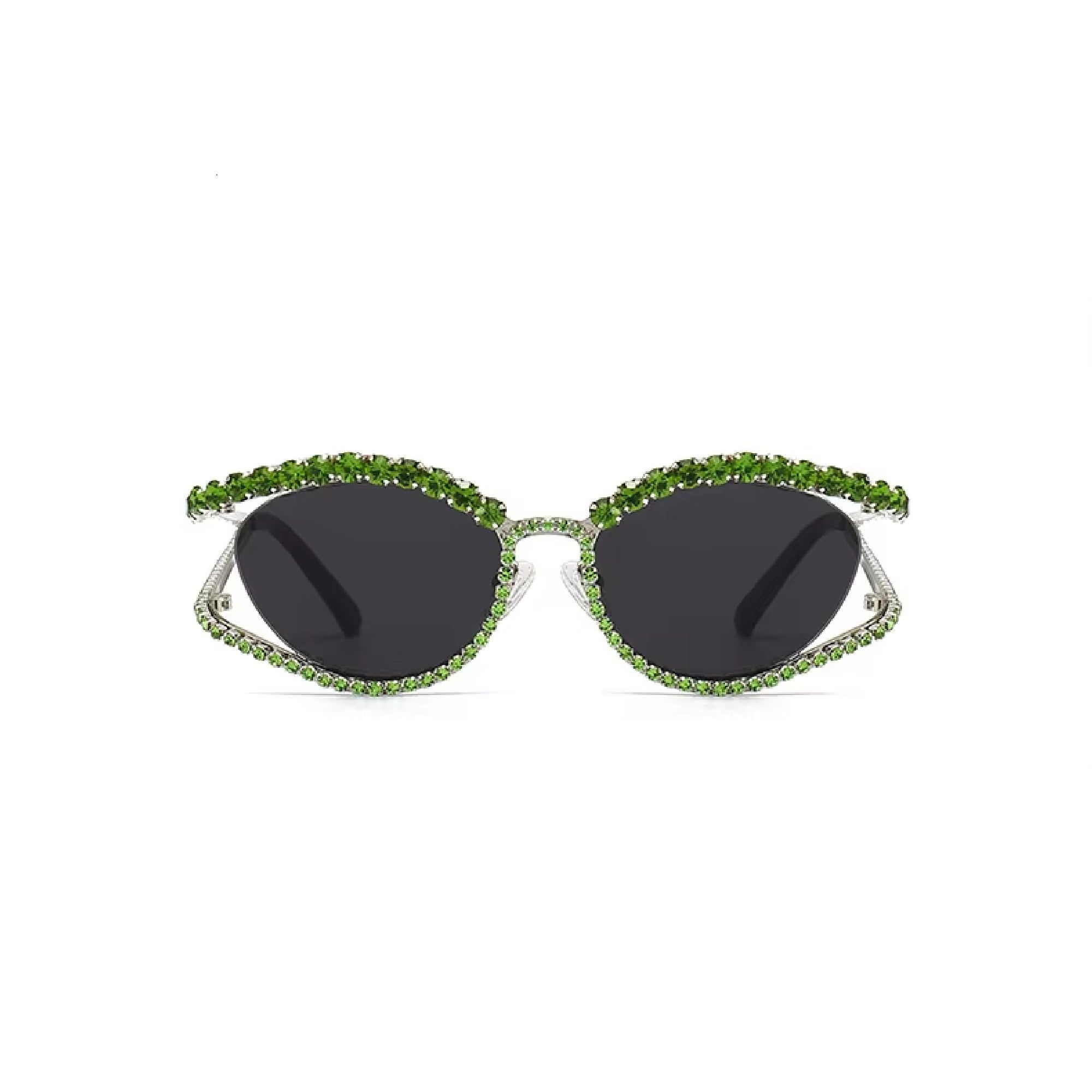 Topazia |Rhinestone Oval Metal Sunglasses