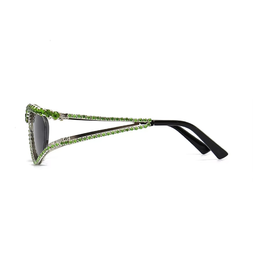 Topazia |Rhinestone Oval Metal Sunglasses