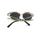 Topazia |Rhinestone Oval Metal Sunglasses
