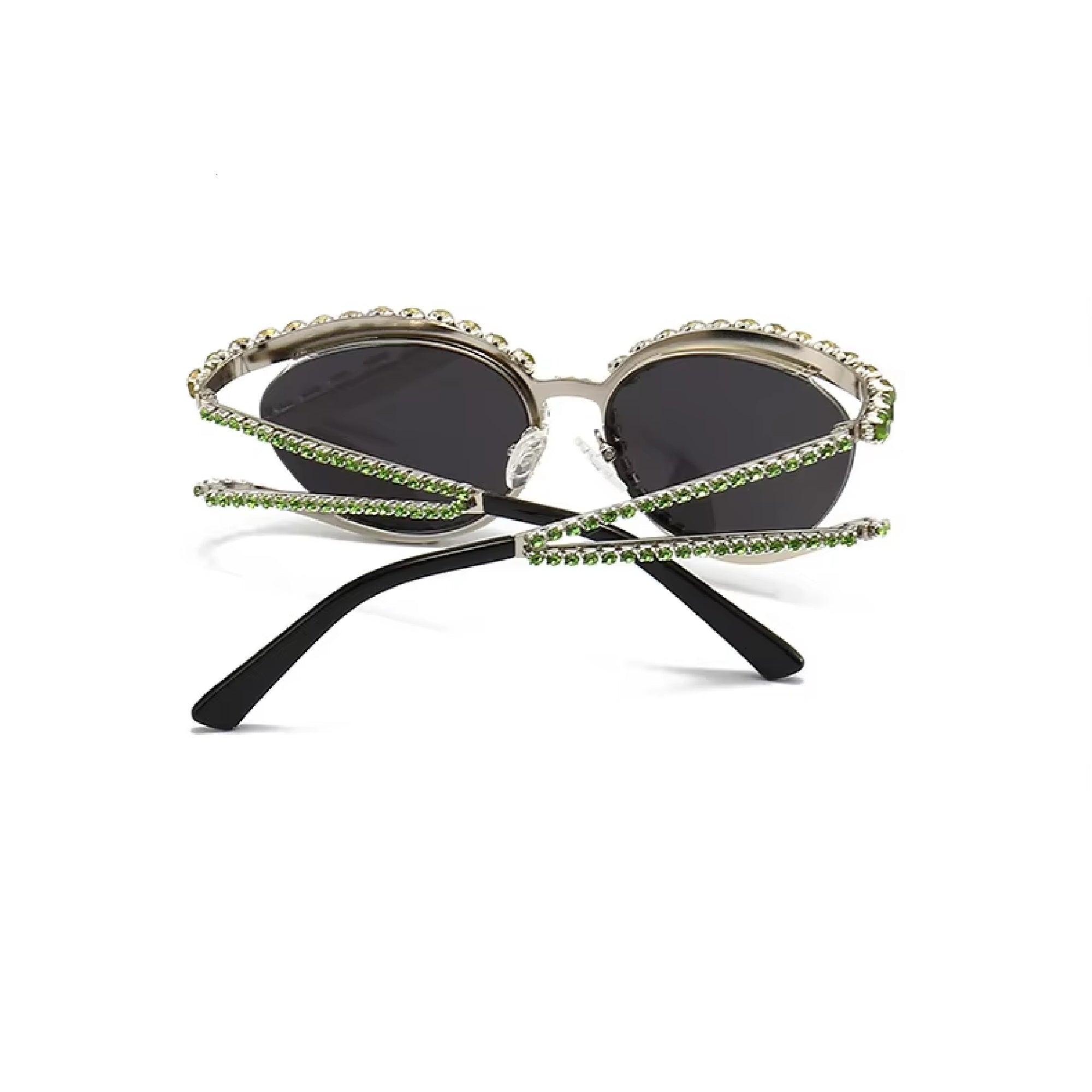 Topazia |Rhinestone Oval Metal Sunglasses