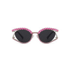 Topazia |Rhinestone Oval Metal Sunglasses
