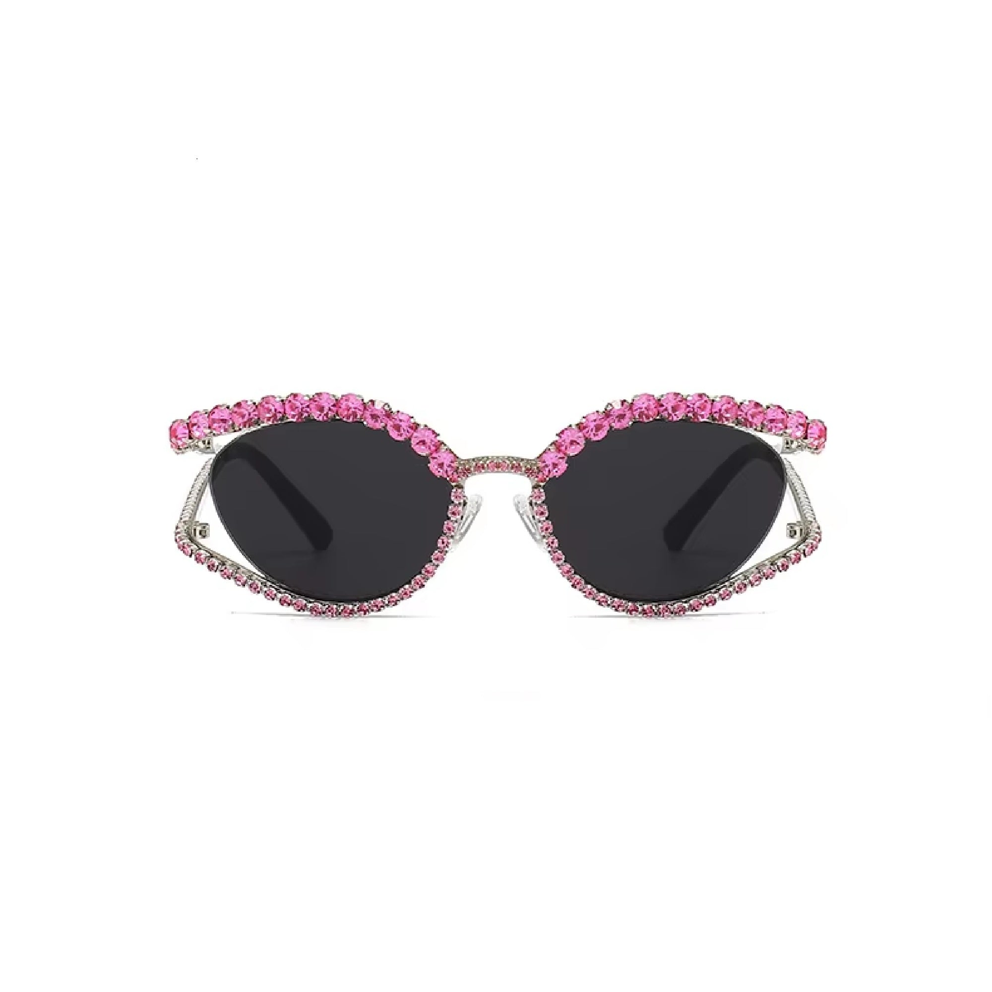 Topazia |Rhinestone Oval Metal Sunglasses