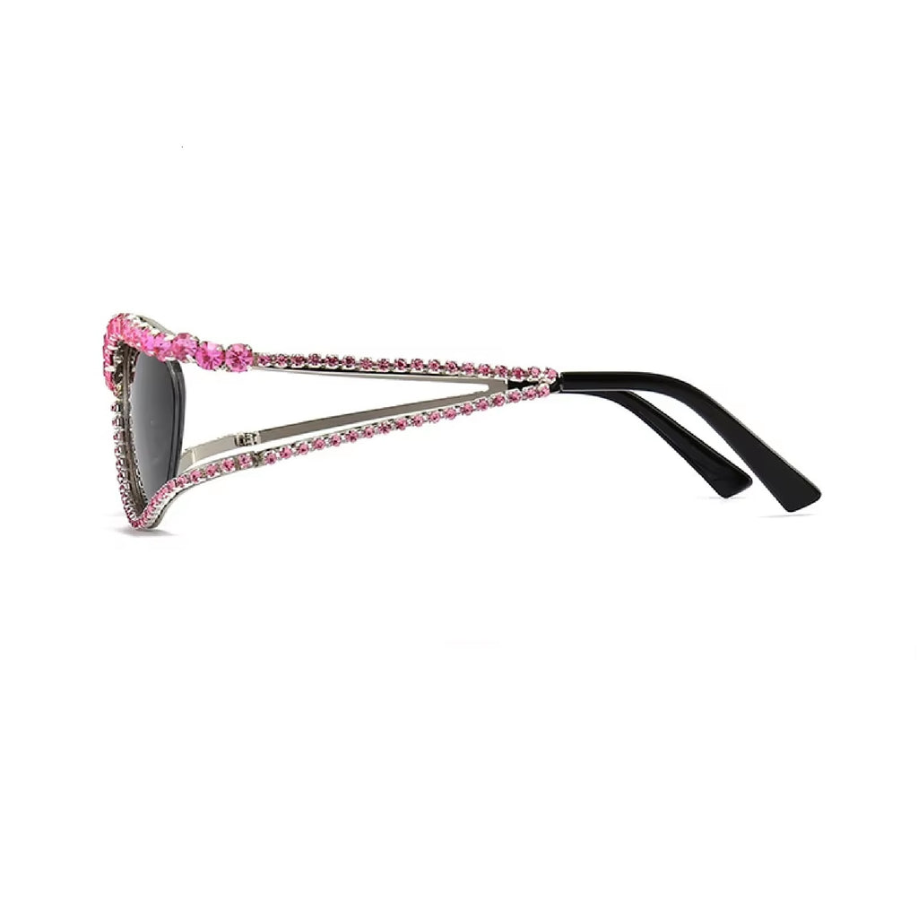 Topazia |Rhinestone Oval Metal Sunglasses