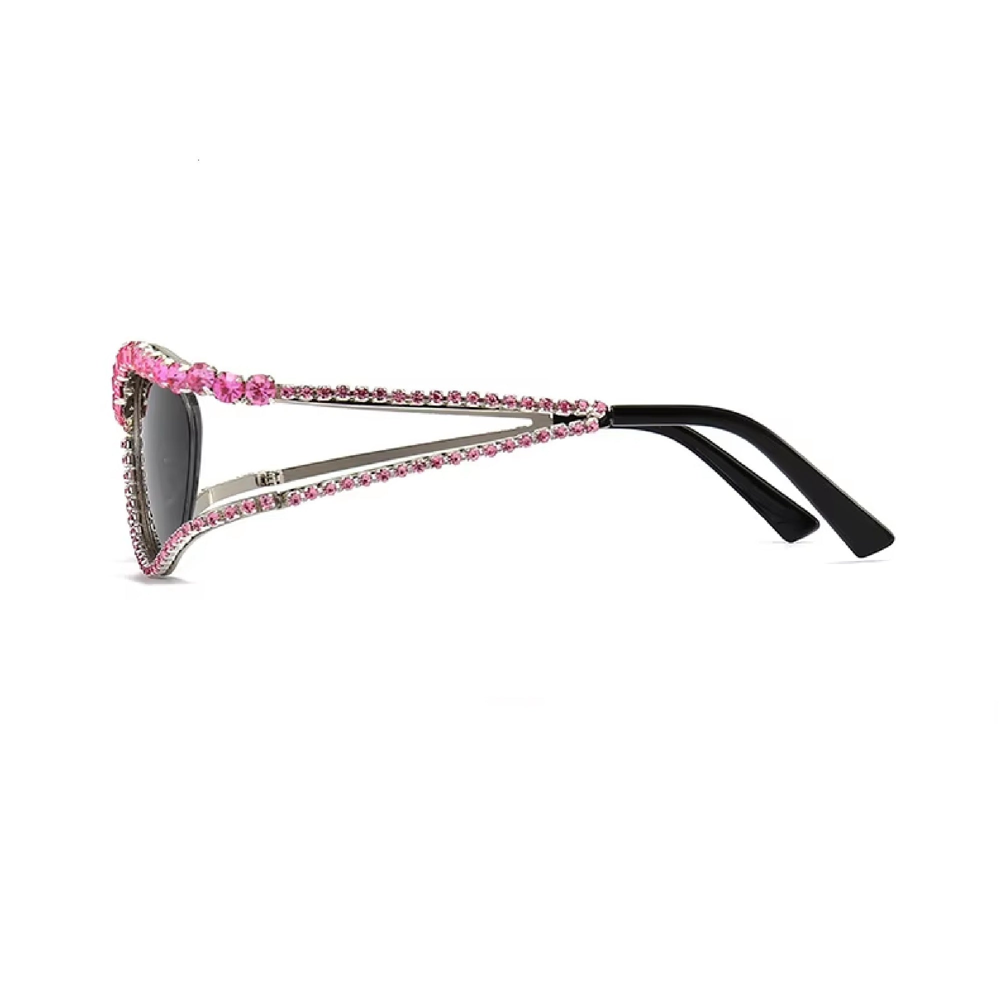 Topazia |Rhinestone Oval Metal Sunglasses