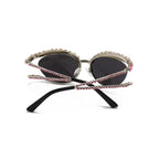 Topazia |Rhinestone Oval Metal Sunglasses