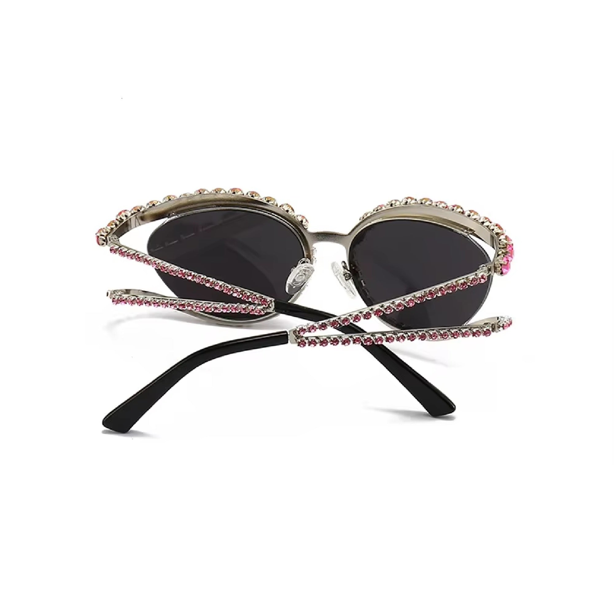Topazia |Rhinestone Oval Metal Sunglasses