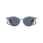 Topazia |Rhinestone Oval Metal Sunglasses