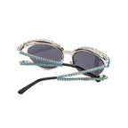 Topazia |Rhinestone Oval Metal Sunglasses