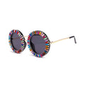 Opalya |Rhinestone Round Metal Sunglasses