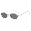 Diamora |Rhinestone Oval Metal Sunglasses