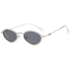 Diamora | Rhinestone Oval Acetate Sunglasses