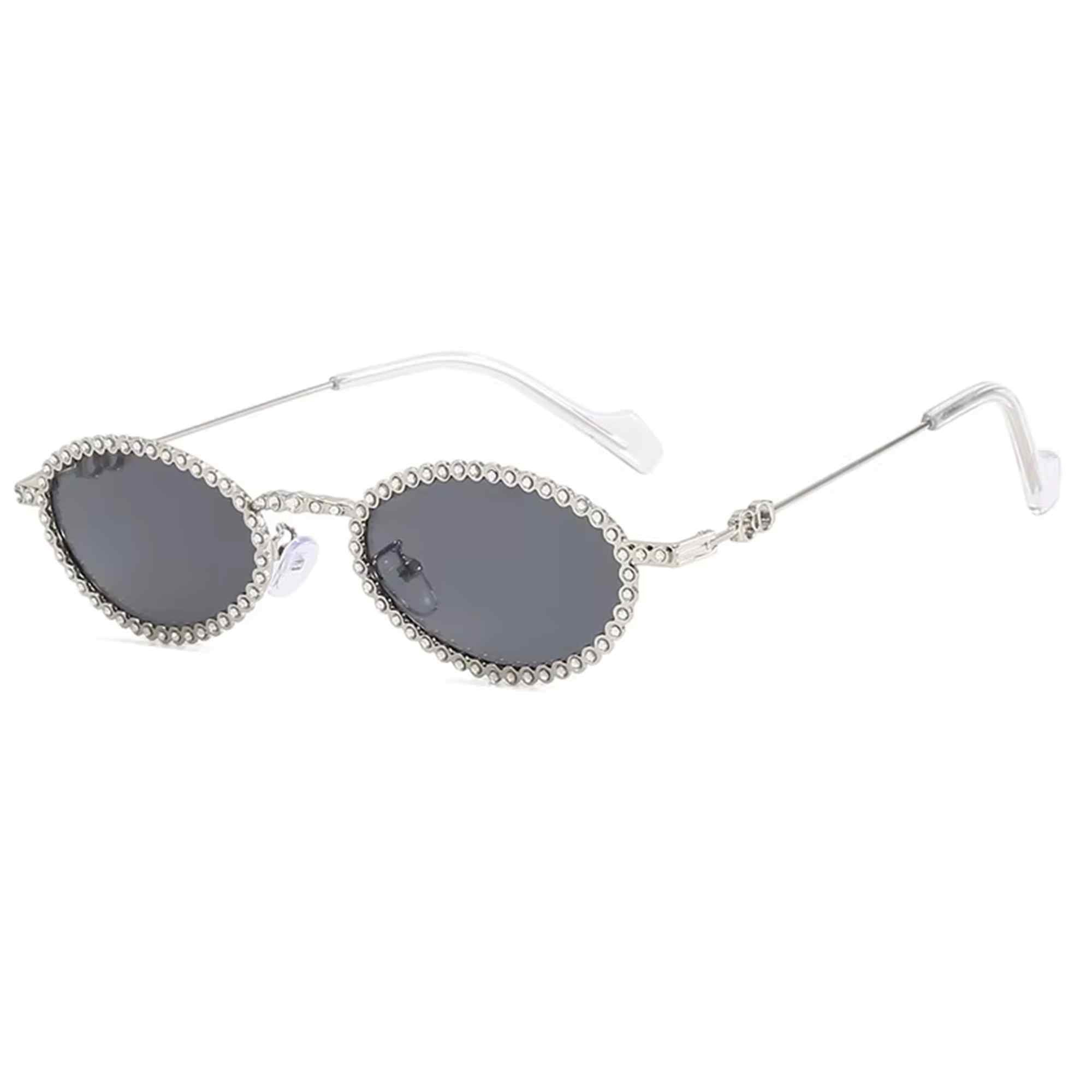 Diamora | Rhinestone Oval Acetate Sunglasses