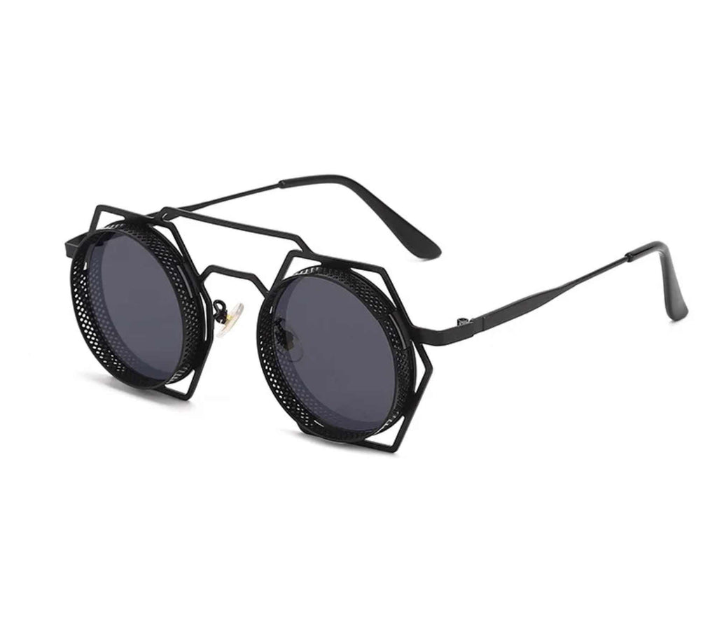 Phaedra | Retro Vintage Round Hexagonal Metal Sunglasses