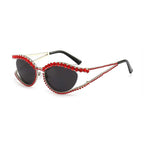 Topazia | Rhinestone Oval Acetate Sunglasses