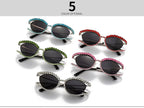 Topazia |Rhinestone Oval Metal Sunglasses